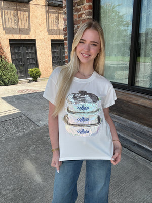 Queen of Sparkles White Vintage Tupperware Tee