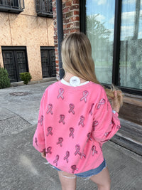 Queen of Sparkles Pink Breast Cancer Ribbon QOS Queen Card Sweatshirt