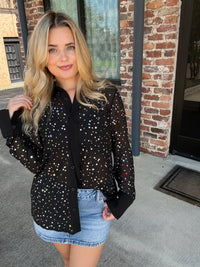 Queen of Sparkles Black Multi Rhinestone Button Up Top