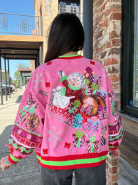 Queen of Sparkles Hot Pink Vintage Mrs. Claus Sleigh Sweatshirt