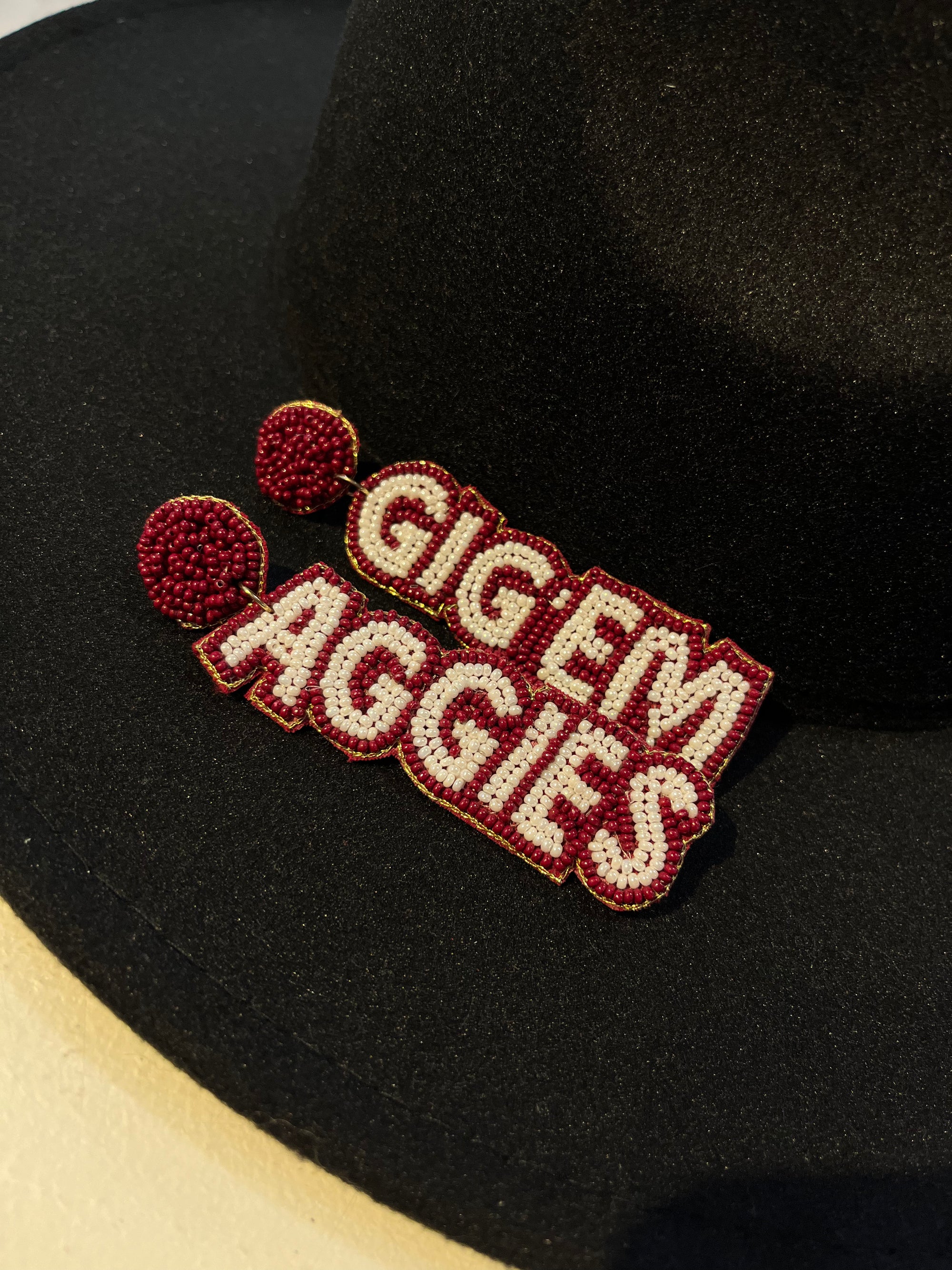 Gig Em Beaded Earring