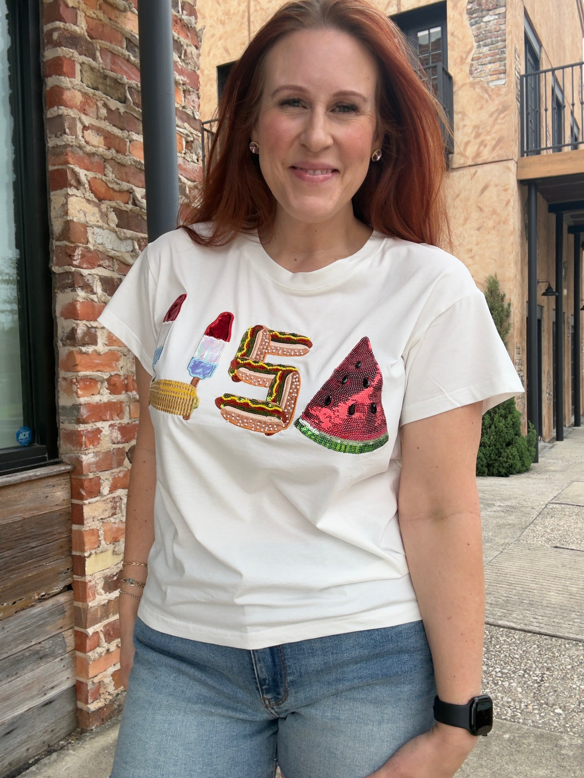 Queen of Sparkles White 'USA' Icon Tee