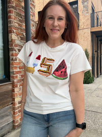 Queen of Sparkles White 'USA' Icon Tee