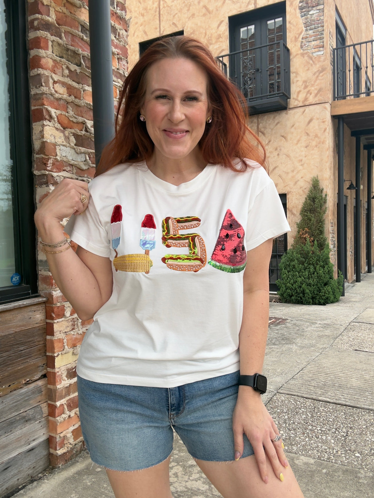 Queen of Sparkles White 'USA' Icon Tee