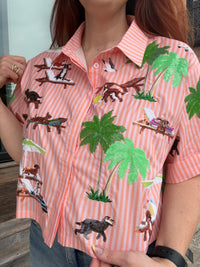 Queen of Sparkles Orange Stripe Dog at the Beach Cotton Top