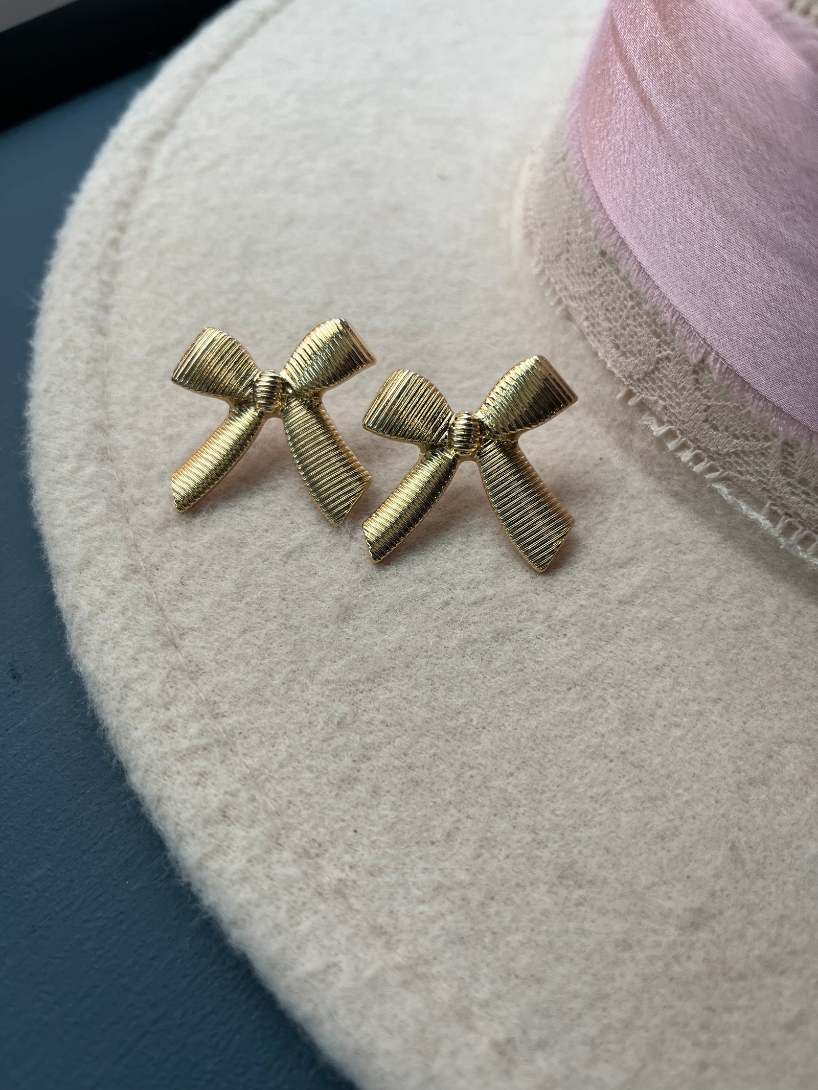 Gold Bow Post Earrings