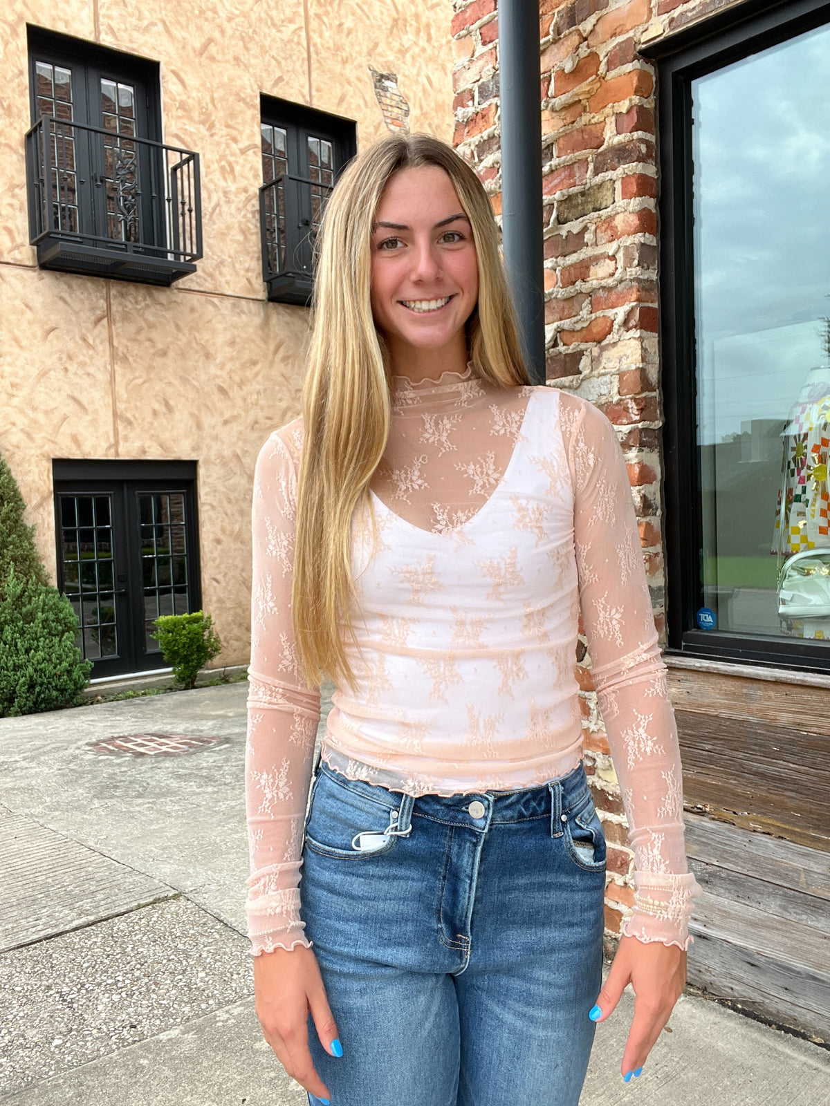 The Lace Script Top