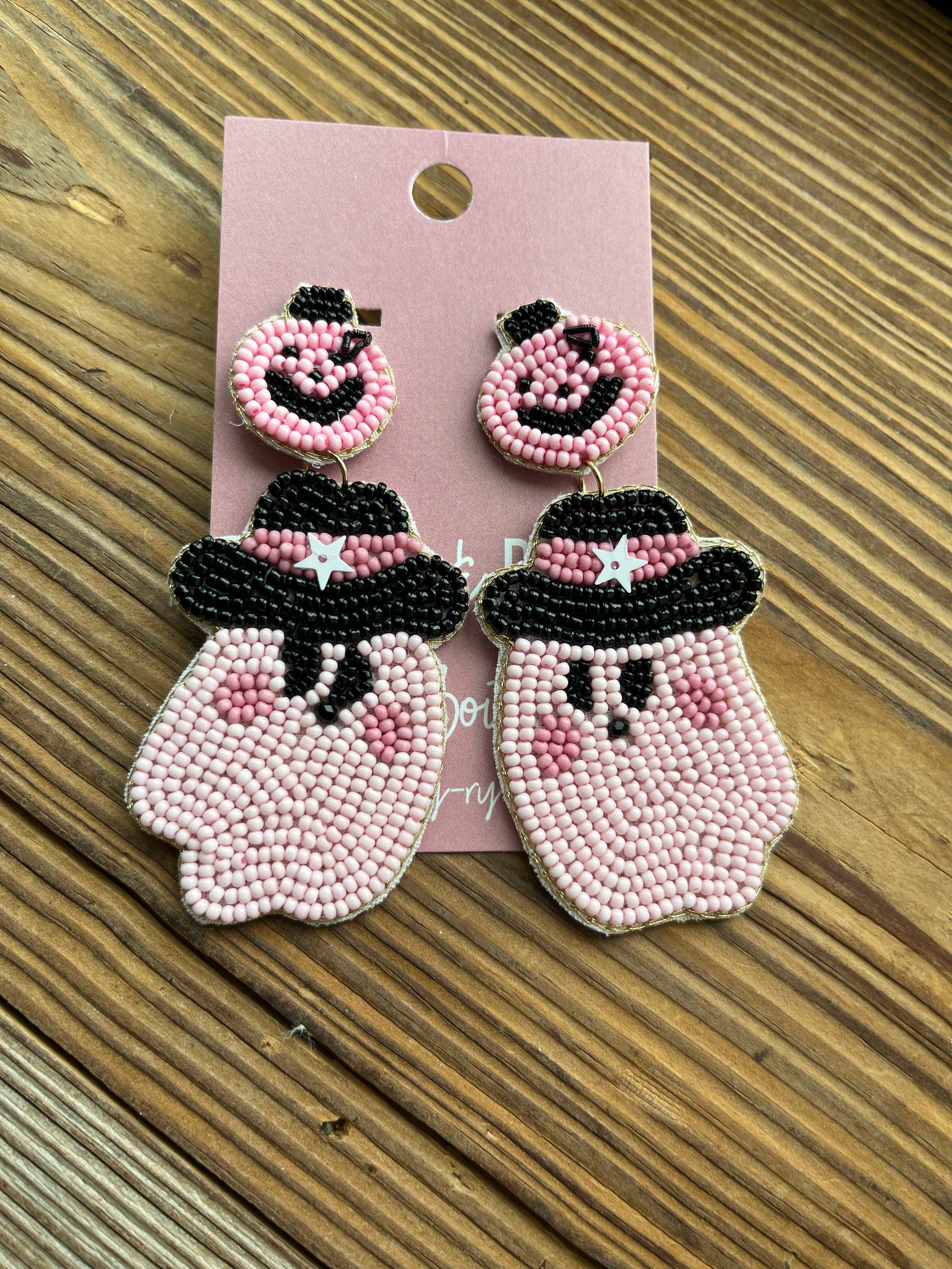 Pink Cowgirl Ghost Earrings