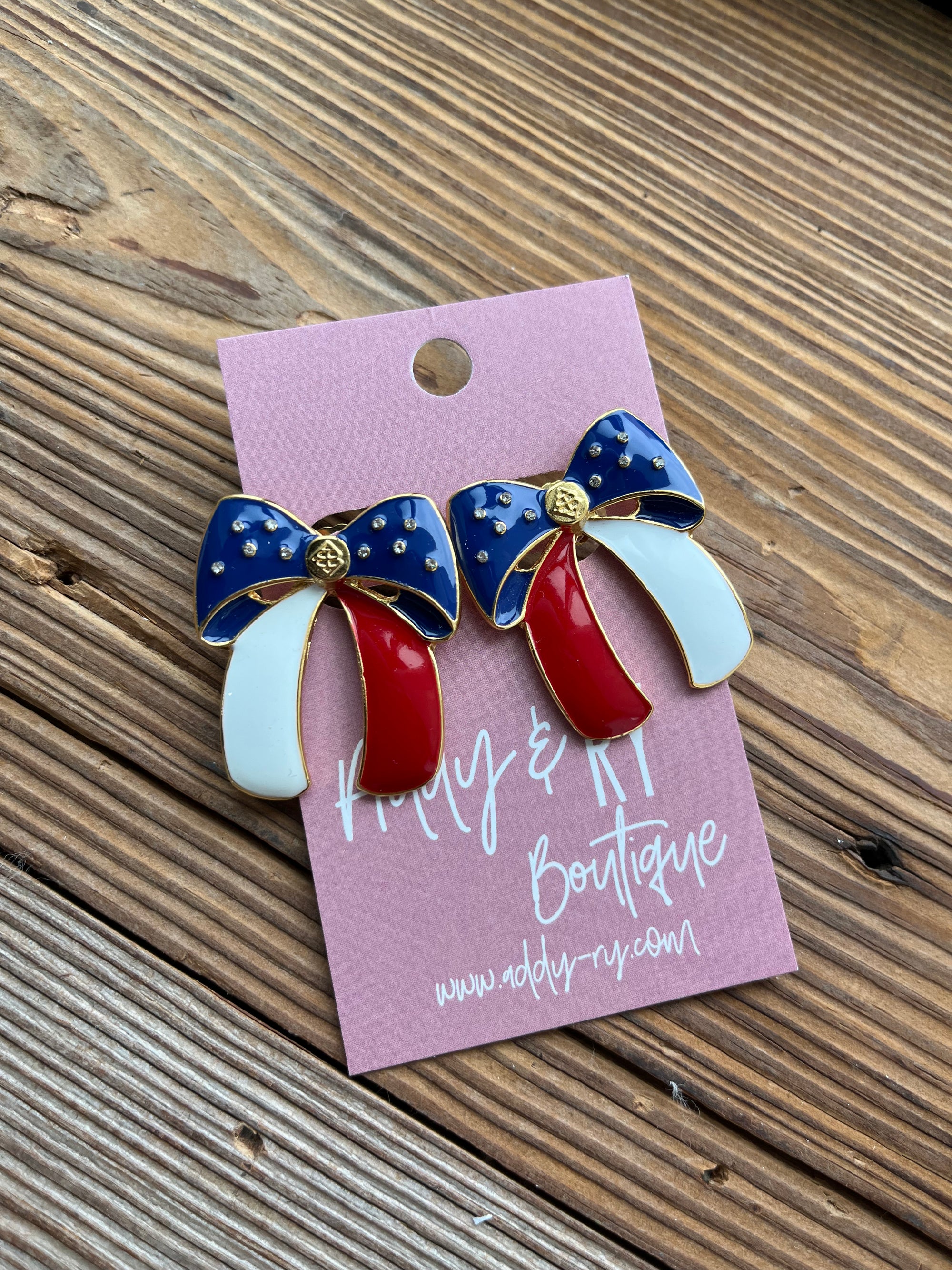 Brianna Cannon Red, White & Blue Bow Earrings