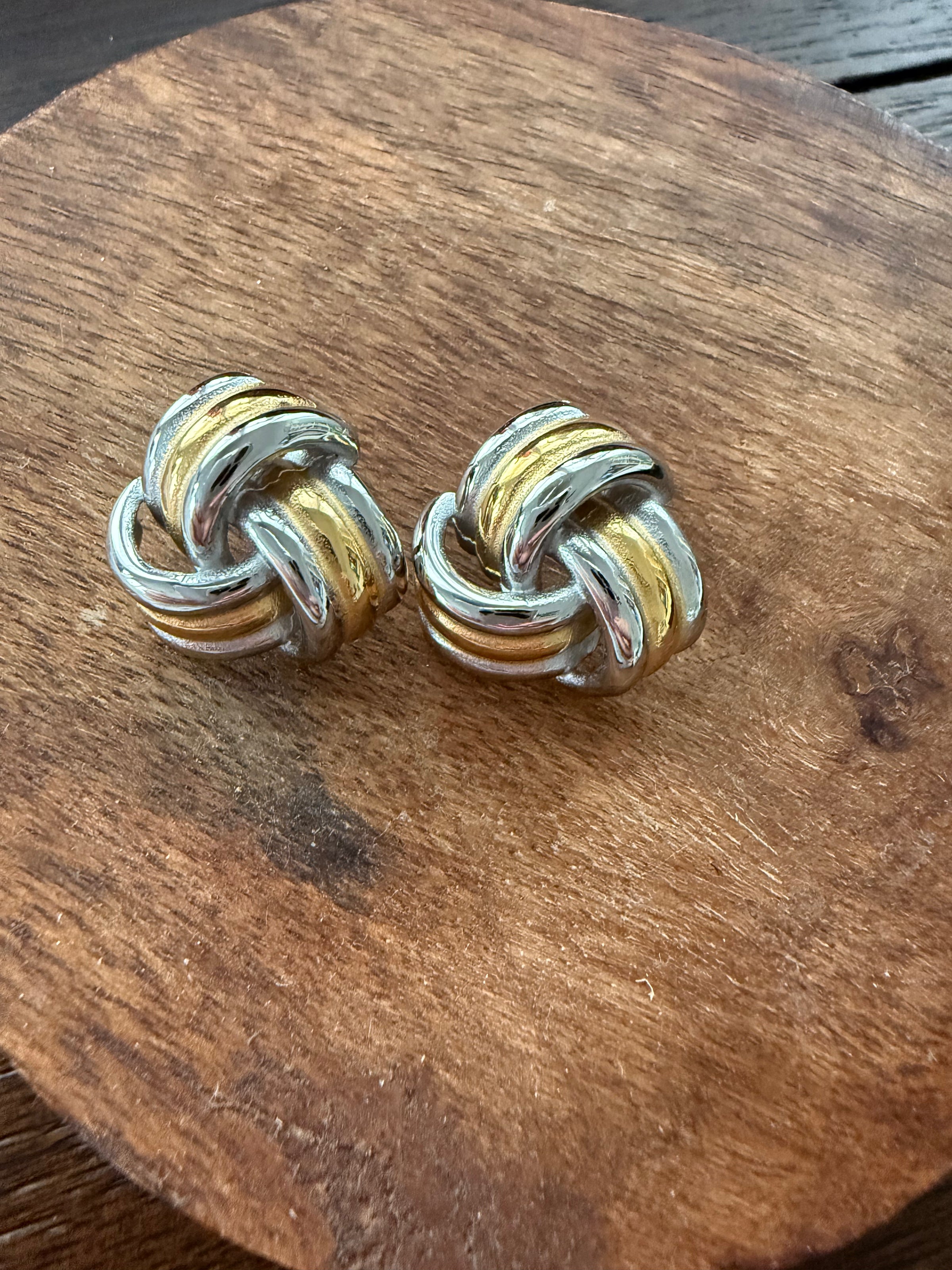 Two Toned Twisted Earrings