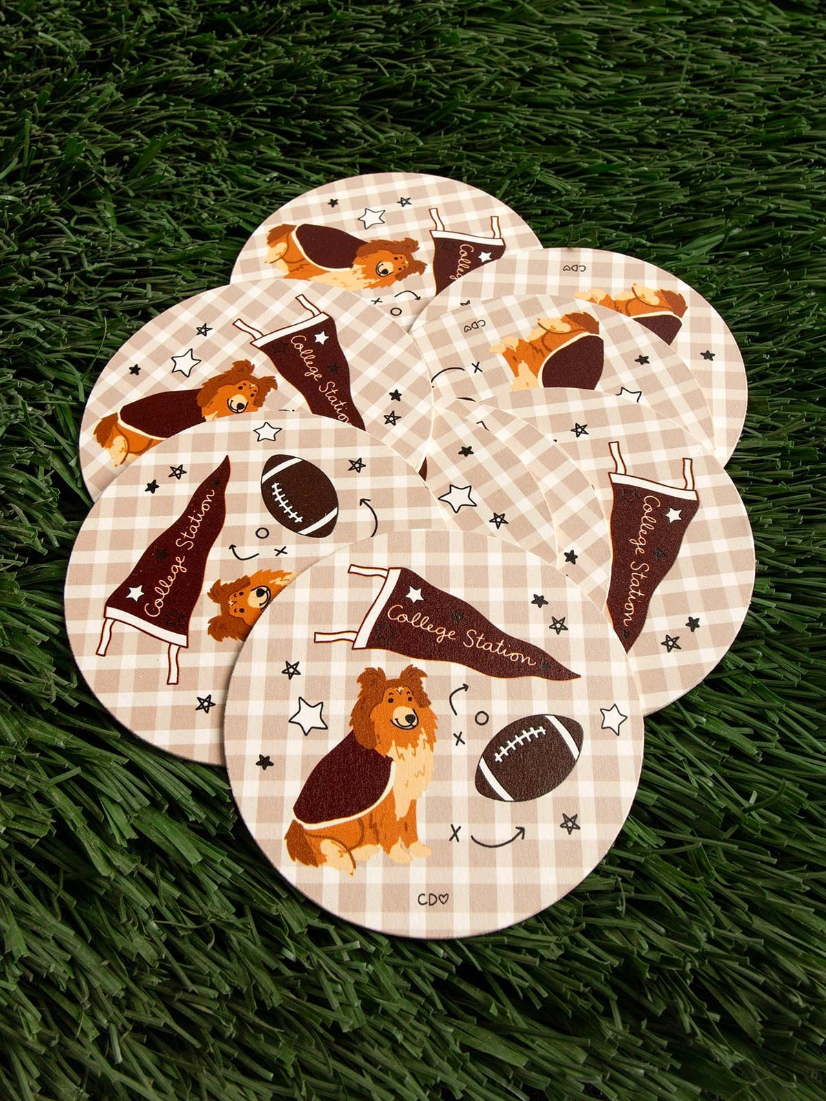 College Station Football Game Day Paper Coasters - Set of 10