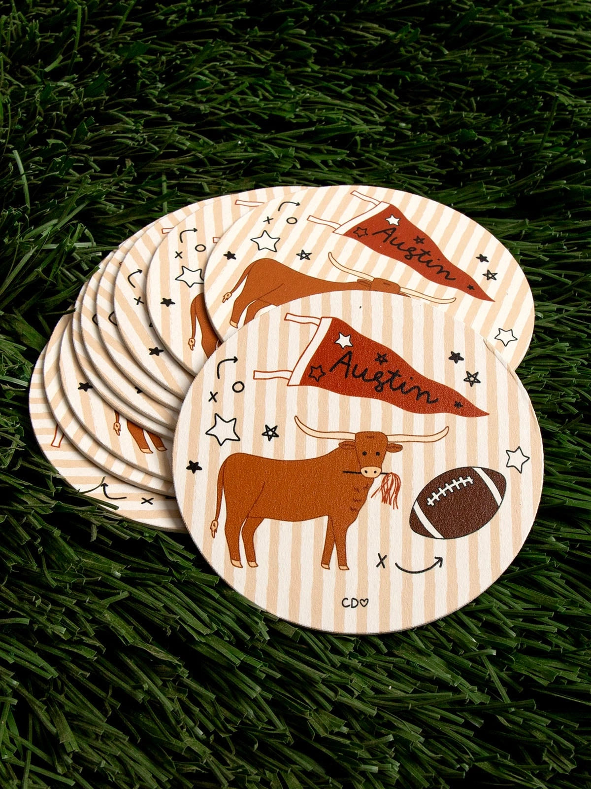 Austin Football Game Day Paper Coasters - Set of 10