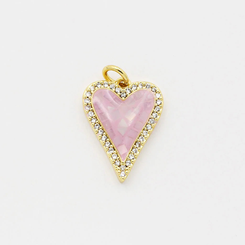 Pink Crystal Heart Charm