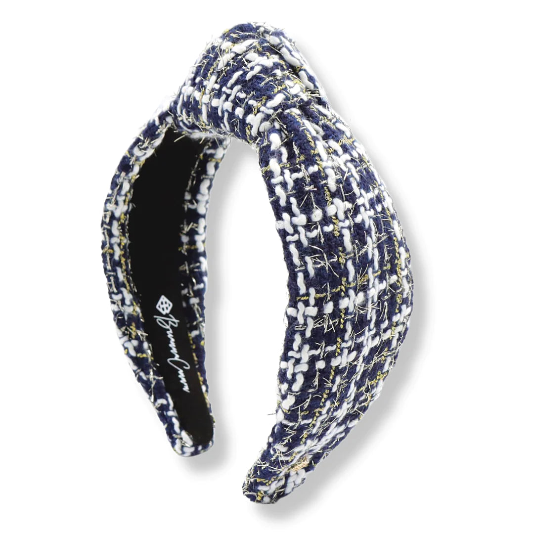 Brianna Cannon Navy, Gold & White Tweed Headband
