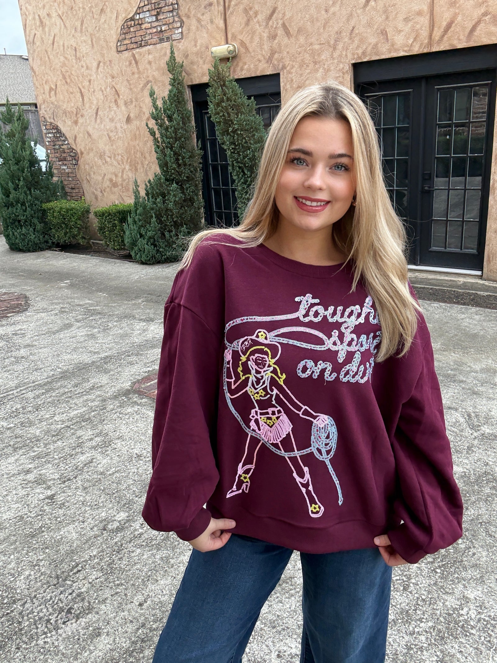 Queen of Sparkles Licensed Maroon 'Toughest Sport on Dirt' Sweatshirt