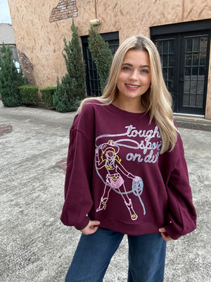 Queen of Sparkles Licensed Maroon 'Toughest Sport on Dirt' Sweatshirt