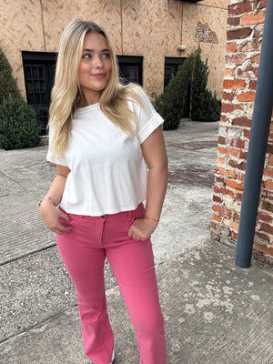 Kut From The Kloth Kelsey High Rise Ankle Flare - Flamingo