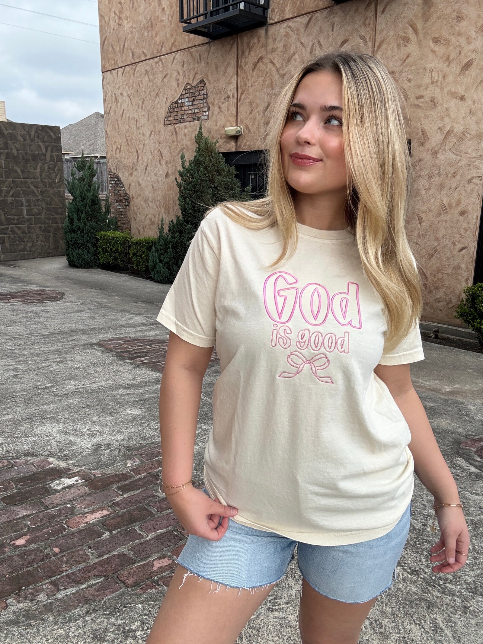God is Good Bow Tee - Comfort Colors