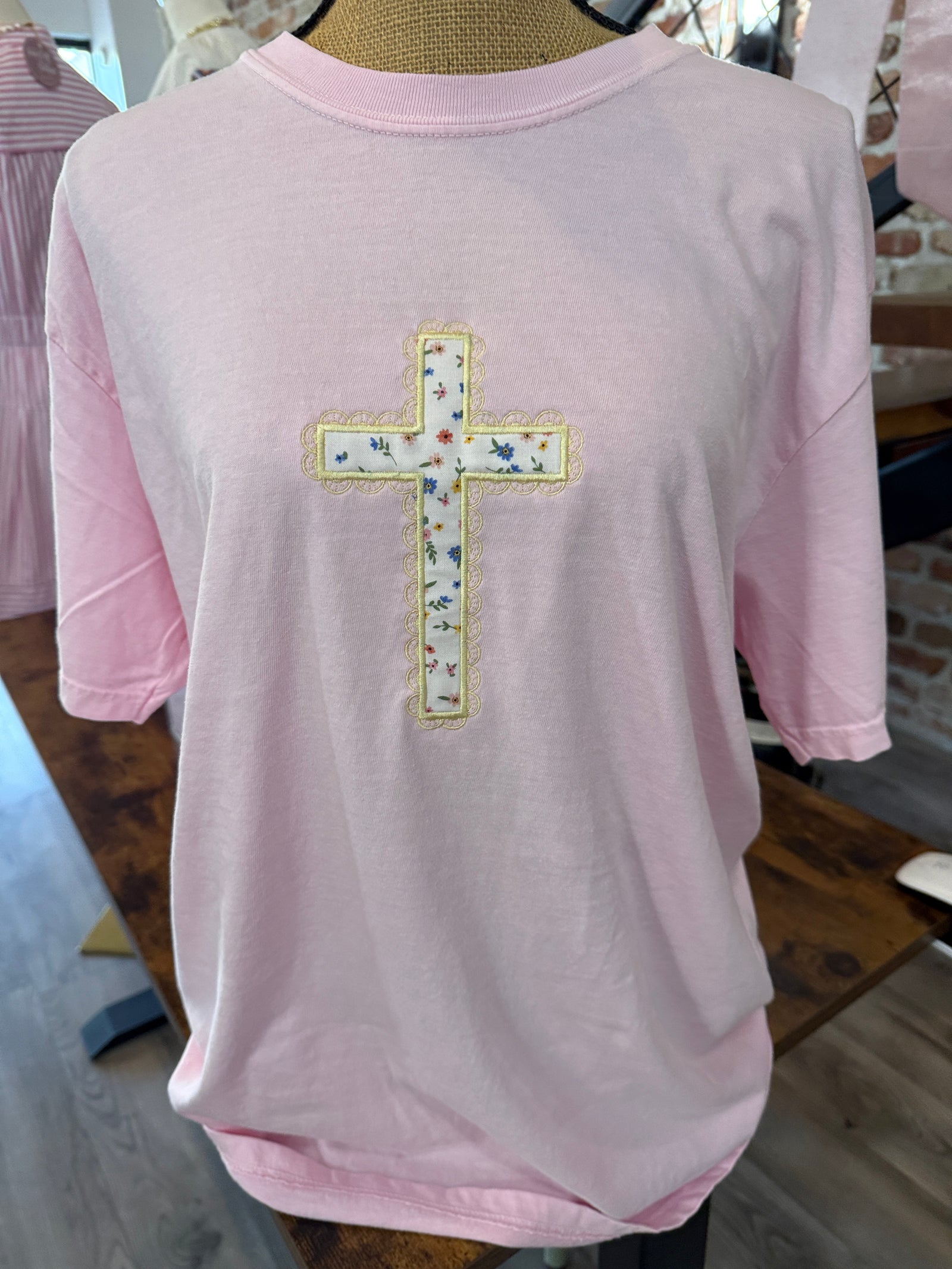 Scalloped Cross Applique Tee