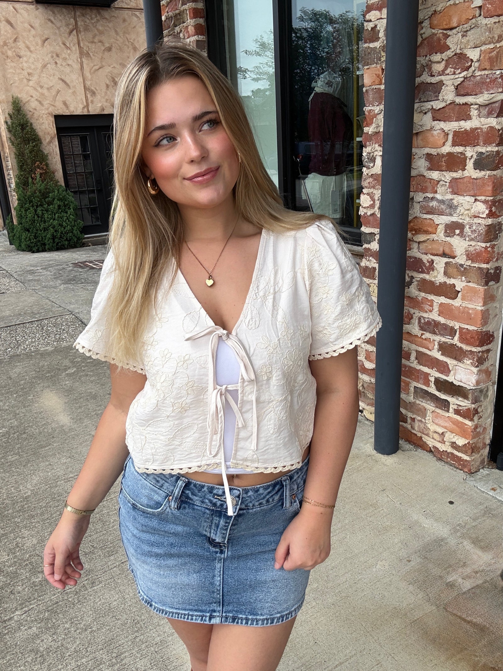 Embroidered Crop Cardigan