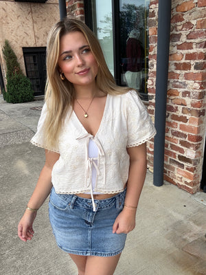 Embroidered Crop Cardigan