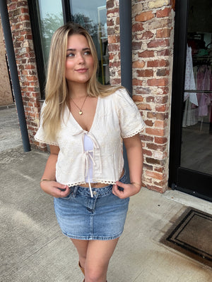 Embroidered Crop Cardigan