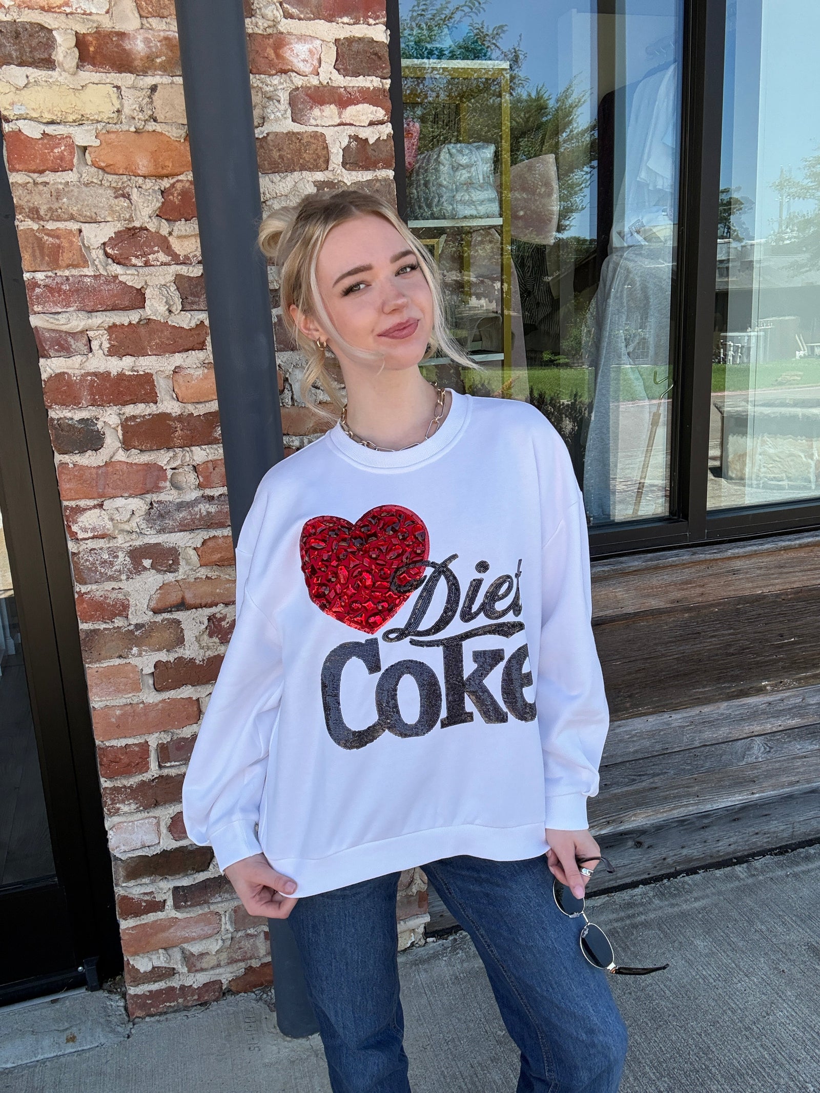 Queen of Sparkles Licensed White 'I Love Diet Coke'® Sweatshirt