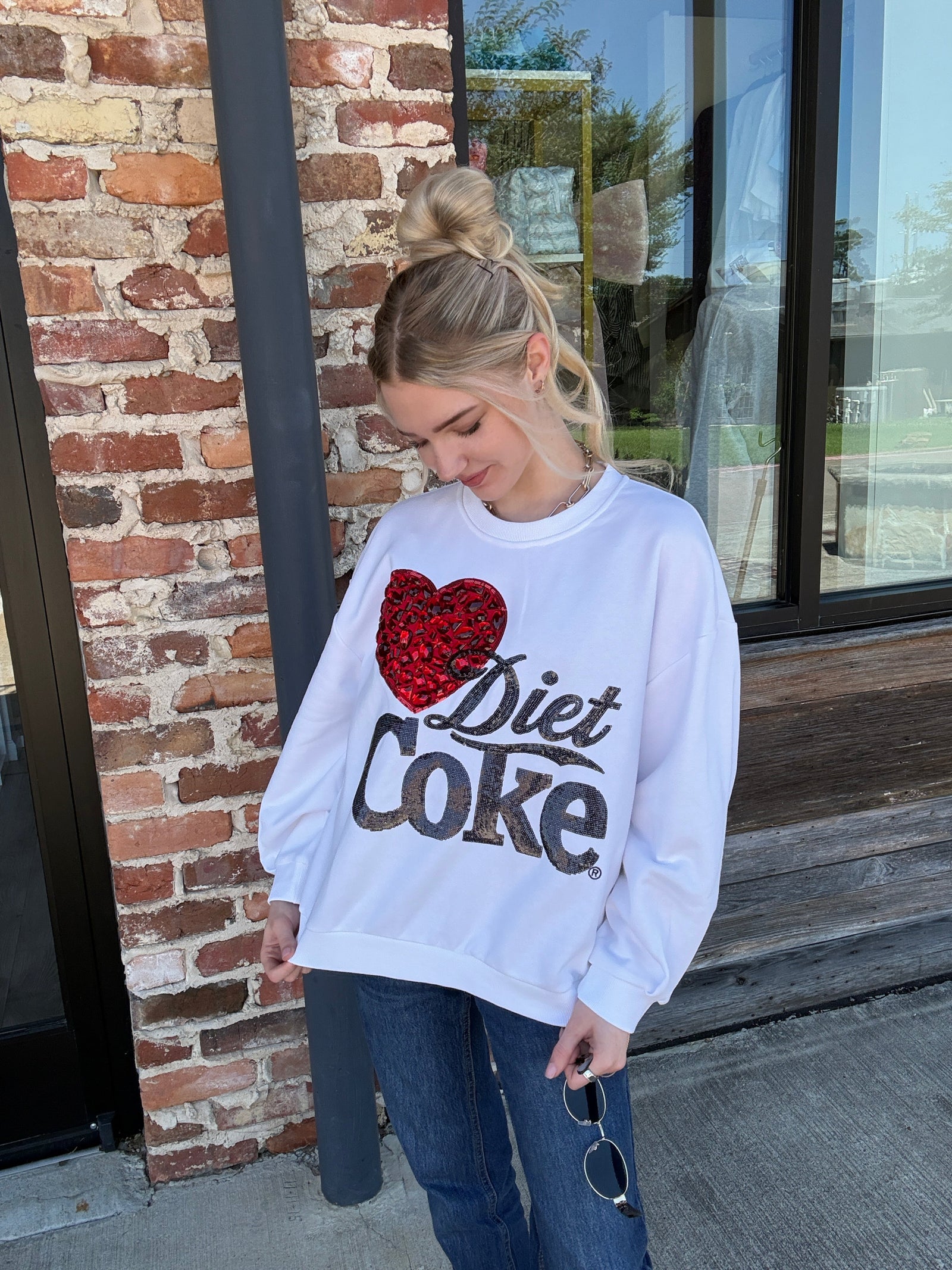 Queen of Sparkles Licensed White 'I Love Diet Coke'® Sweatshirt