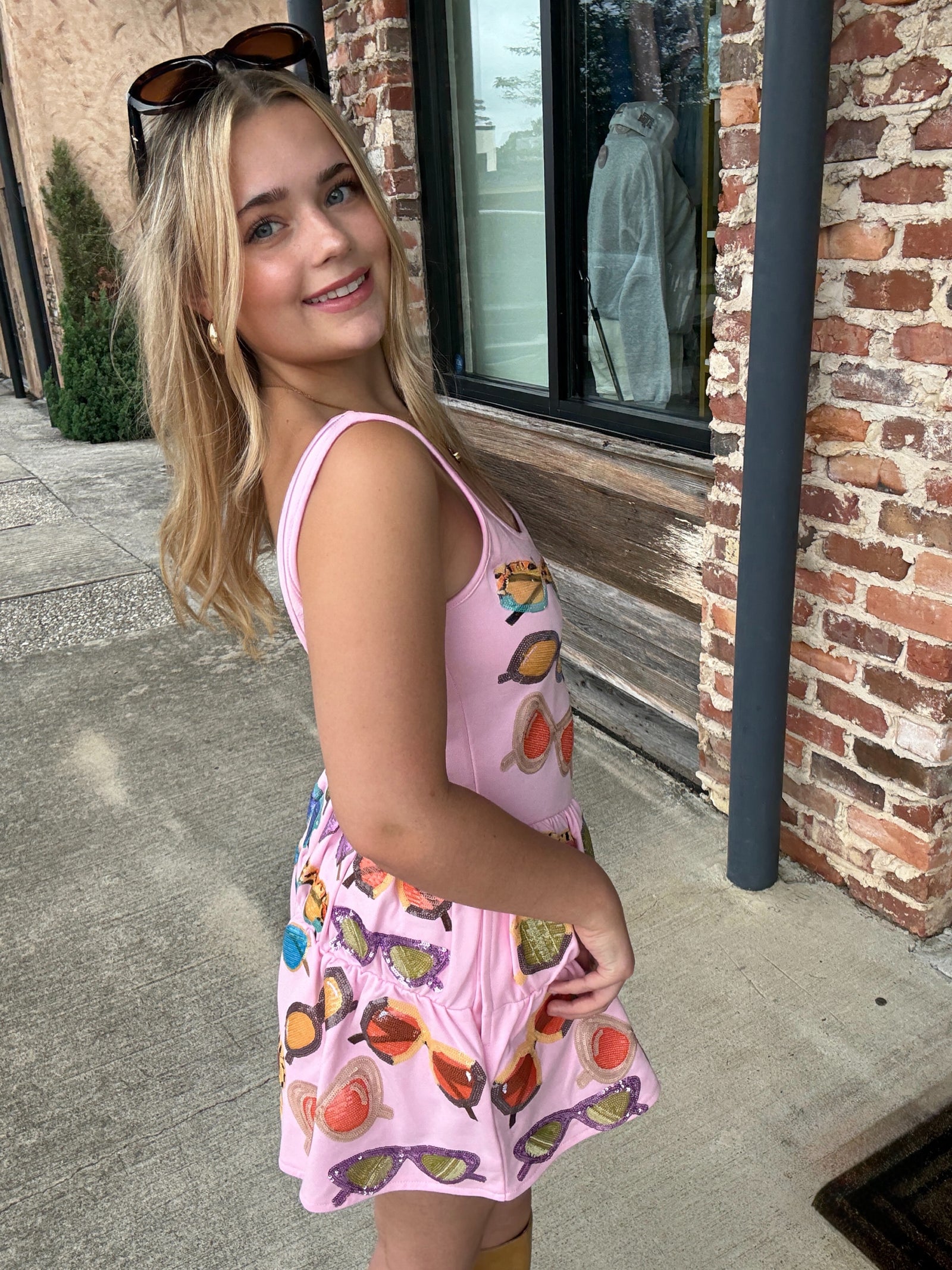 Queen of Sparkles Pink Multi Sunglasses Tank Dress