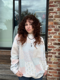 Quilted Blue Pastel Mockneck Sweatshirt