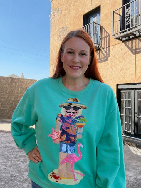 Queen of Sparkles Aqua Tropical Vacation Nutcracker Sweatshirt
