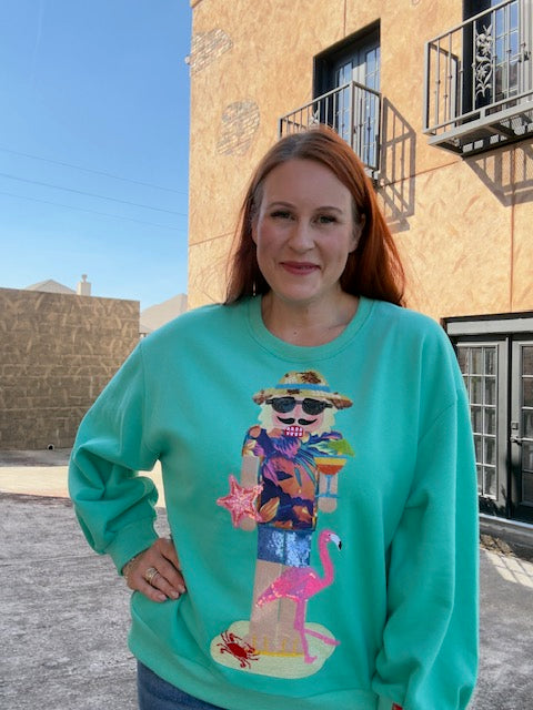 Queen of Sparkles Aqua Tropical Vacation Nutcracker Sweatshirt