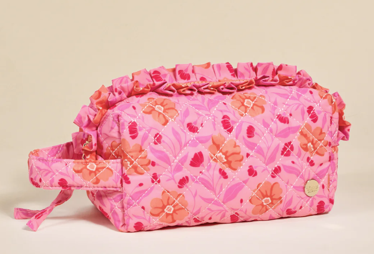 Poppin' Petals Hot Pink Essentials Quilted Cosmetic Pouch