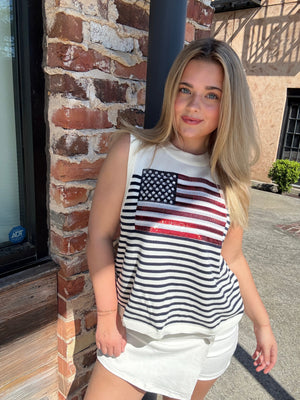 American Flag sparkle tank