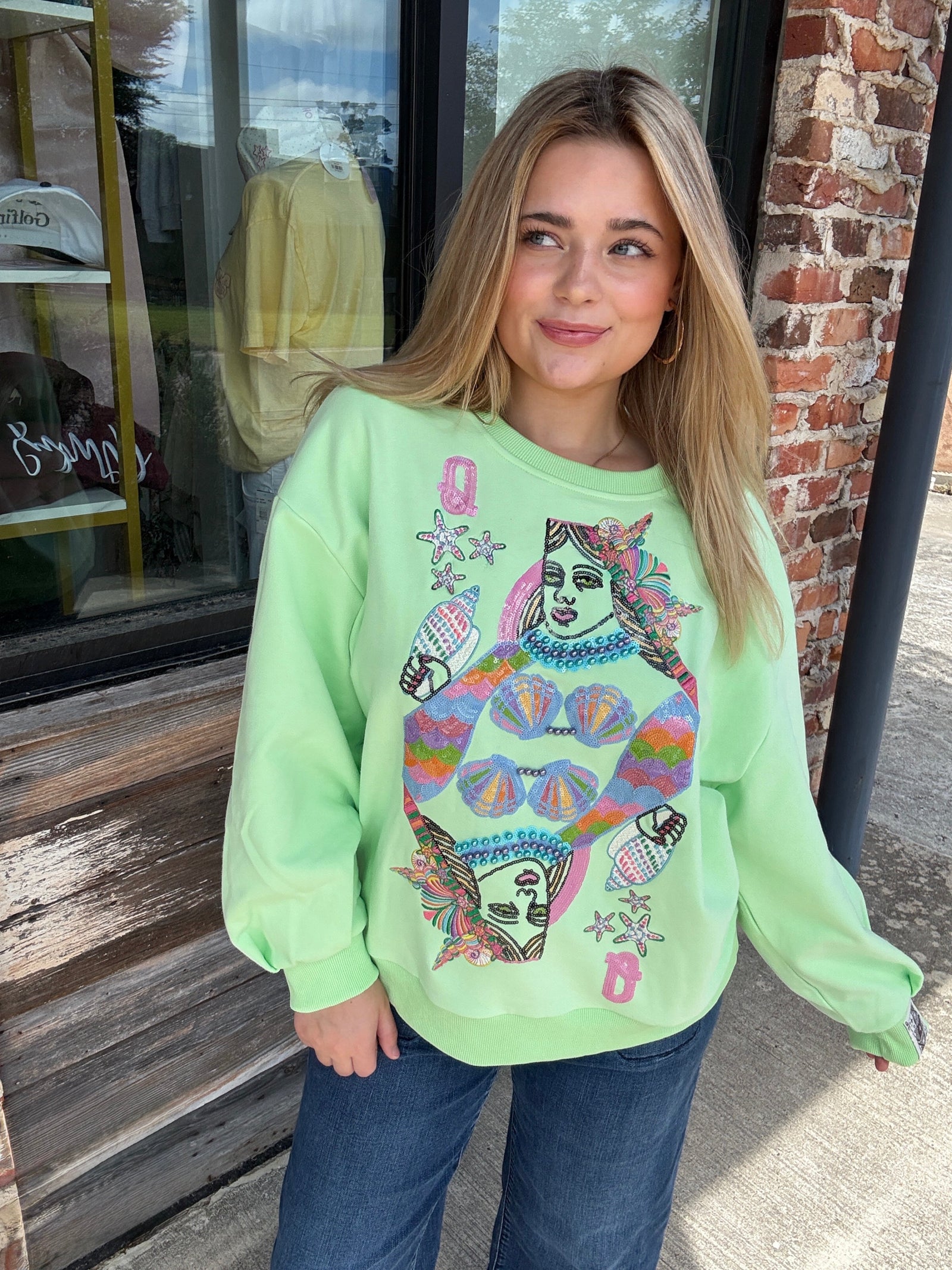 Queen of Sparkles green mermaid sweatshirt