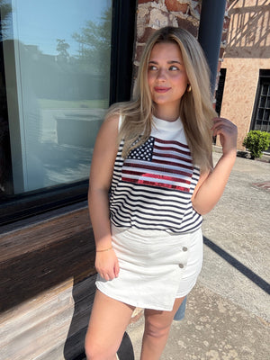 White Denim Skort with side button details 