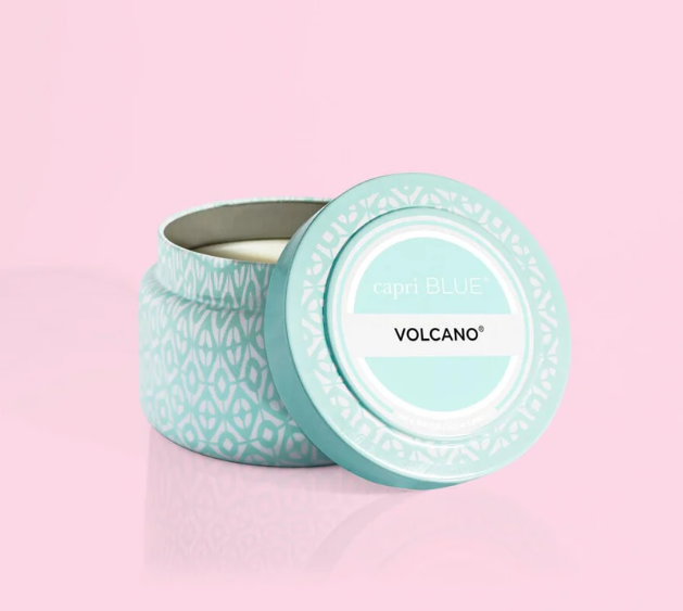 Volcano Aqua Printed Travel Tin Candle, 8.5 oz