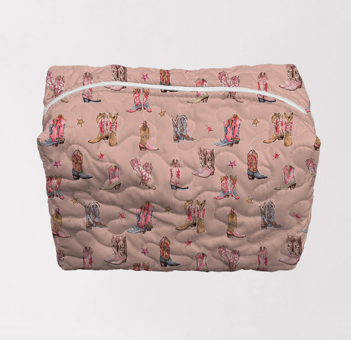 Ida Mae Home Thunderbird Boots Rose Quilted Makeup Bag
