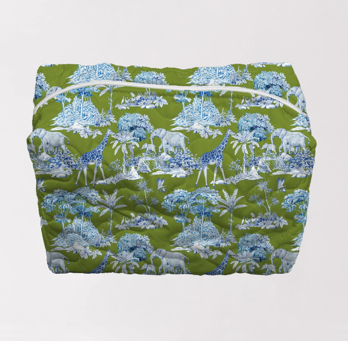 Ida Mae Home Ozara Jungle Green Quilted Makeup Bag