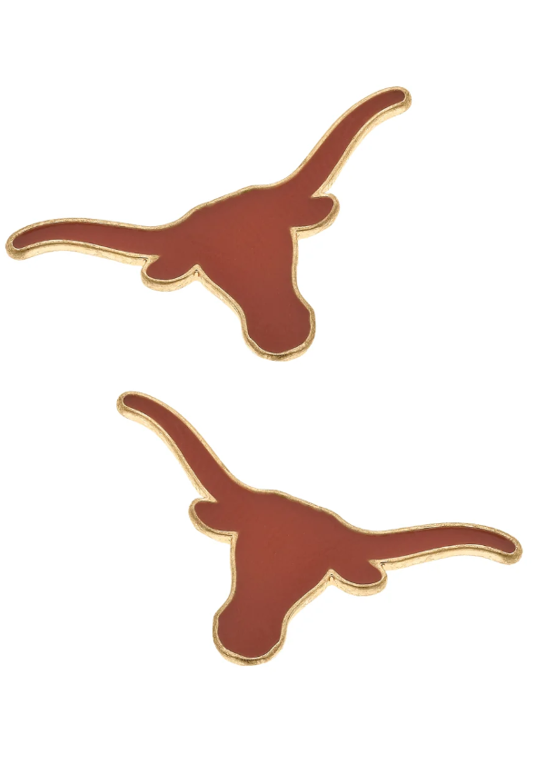 Texas Longhorns Enamel Logo Stud Earrings in Shiny Gold