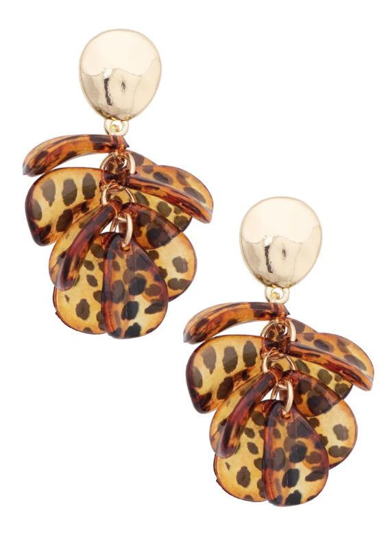 Clyde Tortoise Cluster Earrings in Shiny Gold