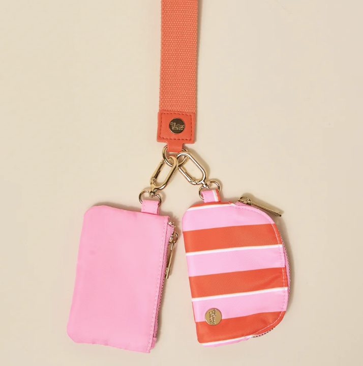 Sicily Stripes Pink Dynamic Duo Pouch Wristlet