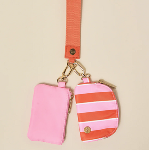 Sicily Stripes Pink Dynamic Duo Pouch Wristlet