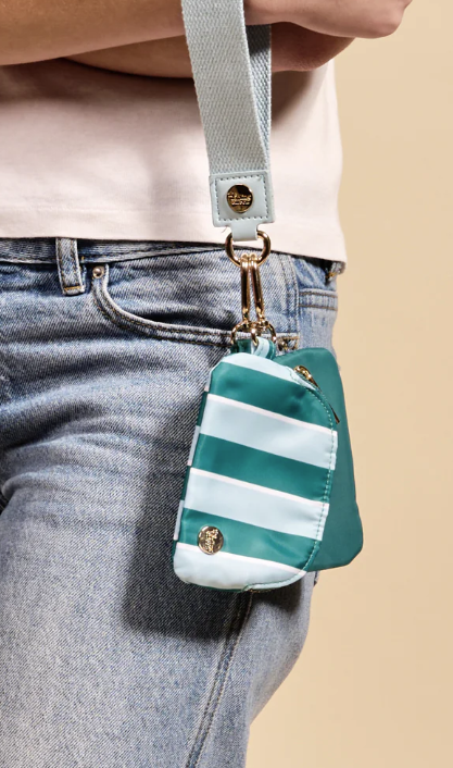 Sicily Stripes Teal Dynamic Duo Pouch Wristlet