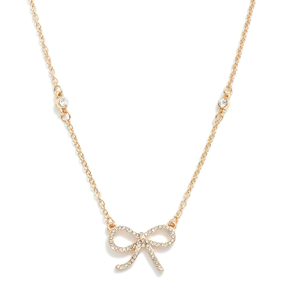 Rhinestone Bow Necklace