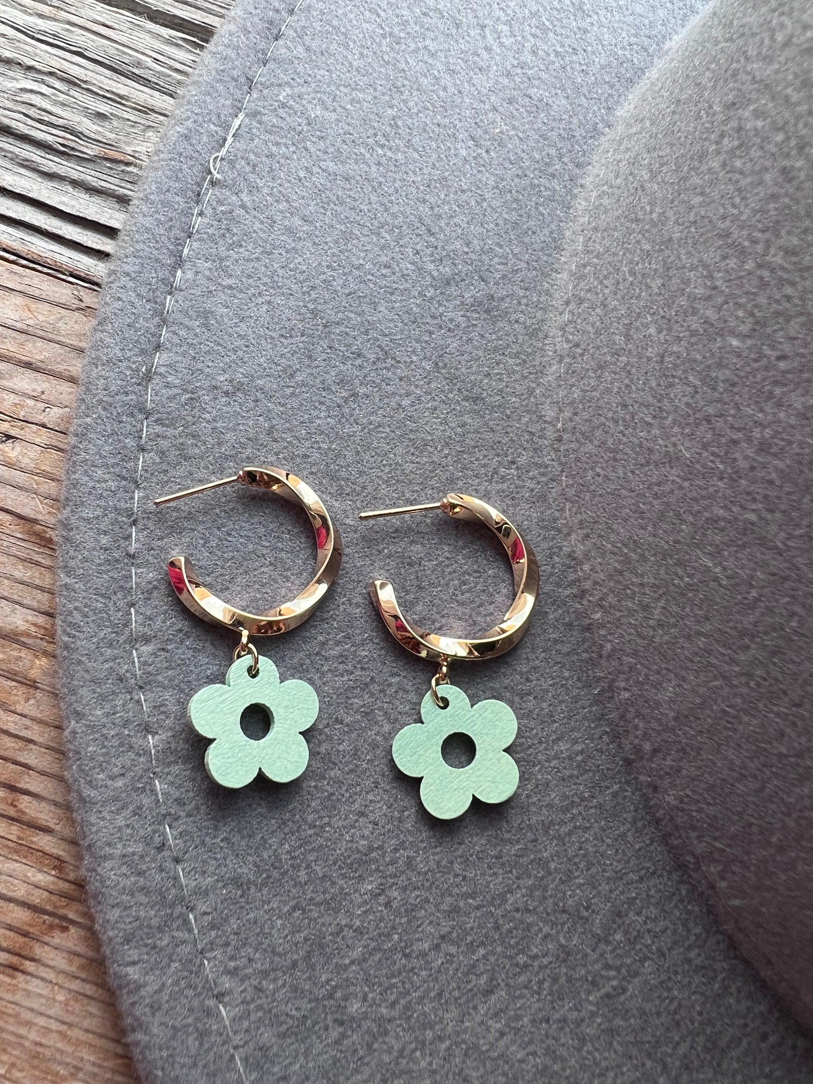 Wood Flower Earrings