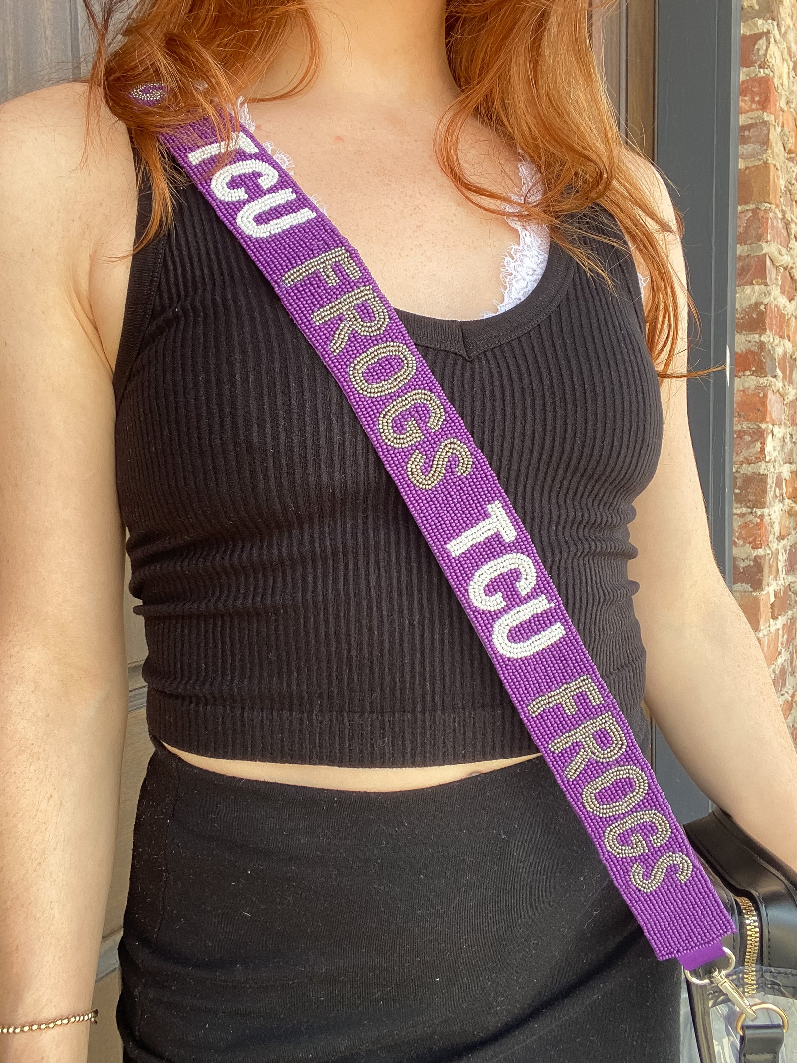 TCU Beaded Purse Strap