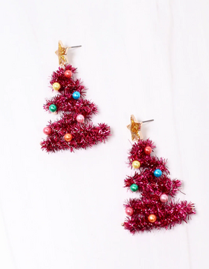 Festive Tinsel Tree Earrings