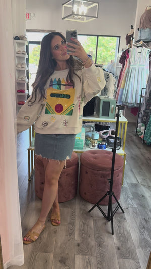 Queen of Sparkles Multi Crayon & Doodle Sweatshirt