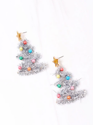 Festive Tinsel Tree Earrings